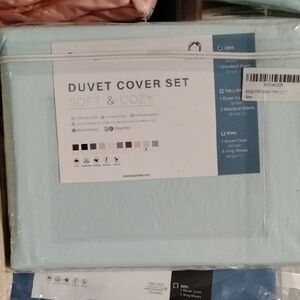 Twin Size Soft & Cozy Light Blue Duvet Cover Set - 1901-LG-T